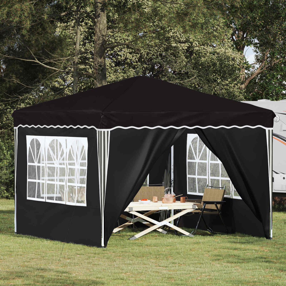 Pop-up Feesttent Zwart 288 x 288 x 245 cm Oxford Stof is nu te koop bij PeponiXL, paradijselijk wonen!