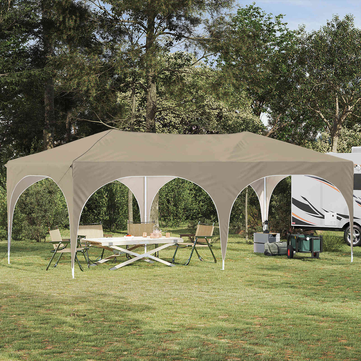 Pop-up Feesttent Crème 575 x 288 x 245 cm Oxford Stof is nu te koop bij PeponiXL, paradijselijk wonen!