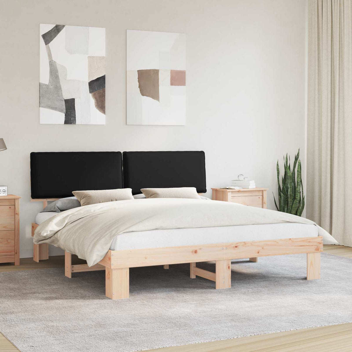 Bedframe met Gevoerd Hoofdgedeelte Zwart 180 x 200 cm is nu te koop bij PeponiXL, paradijselijk wonen!