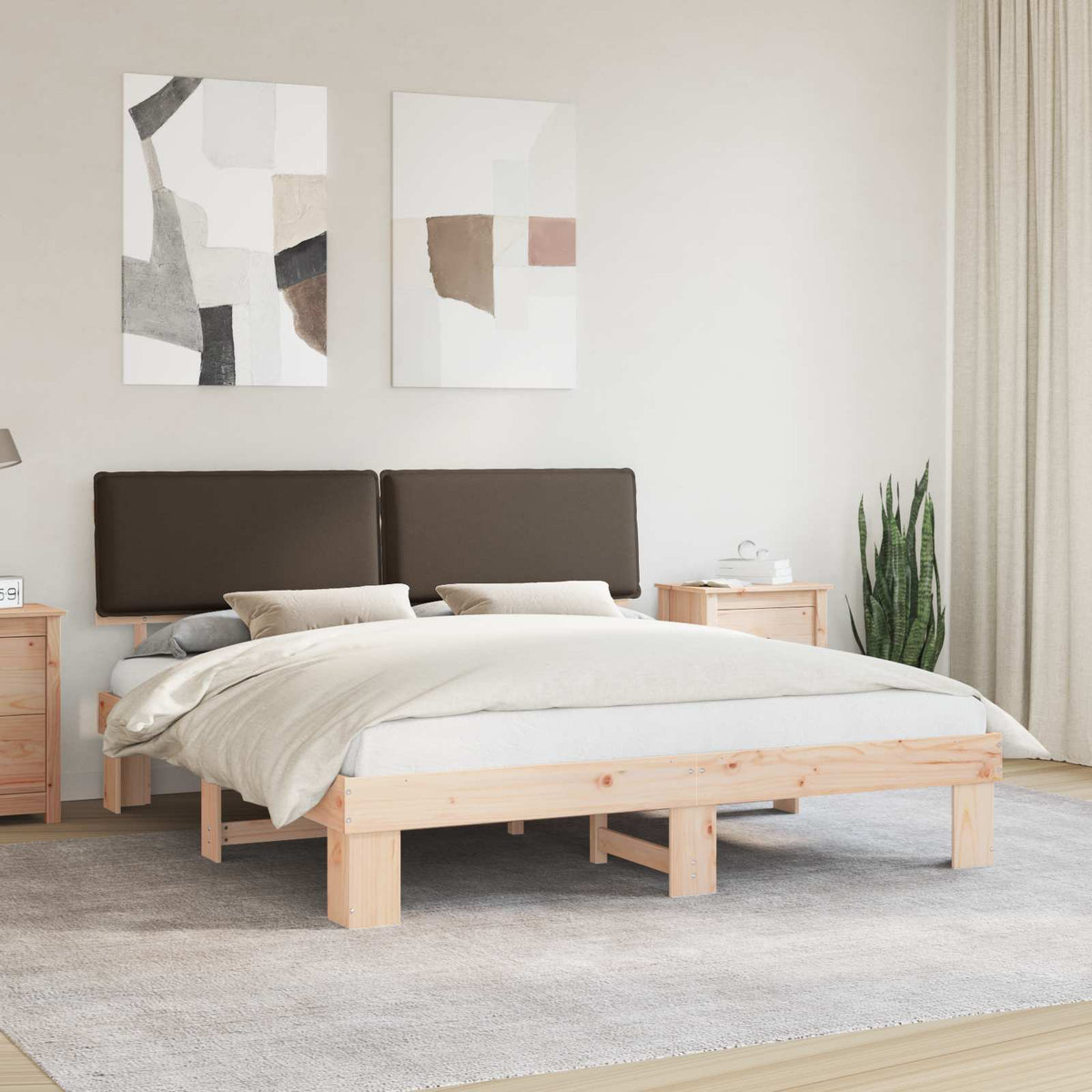 Bedframe met Gevoerd Hoofdgedeelte Taupe 180 x 200 cm is nu te koop bij PeponiXL, paradijselijk wonen!