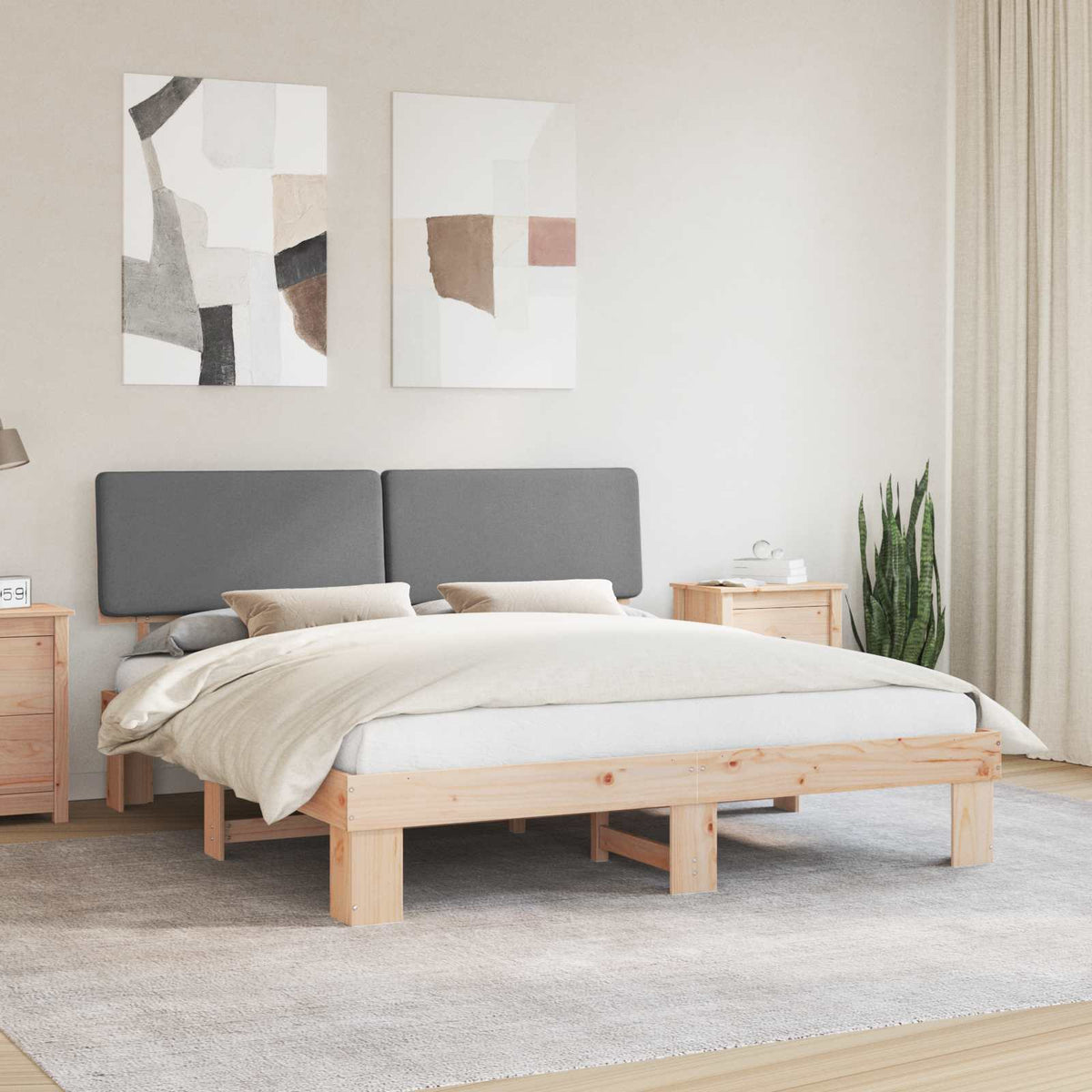 Bedframe met Gevoerd Hoofdgedeelte Lichtgrijs 200 x 200 cm is nu te koop bij PeponiXL, paradijselijk wonen!