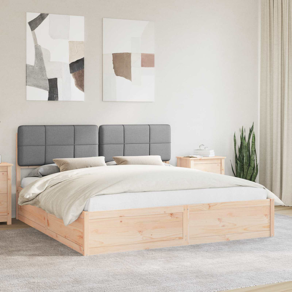 Bedframe met Gevoerd Hoofdgedeelte Lichtgrijs 180 x 200 cm is nu te koop bij PeponiXL, paradijselijk wonen!