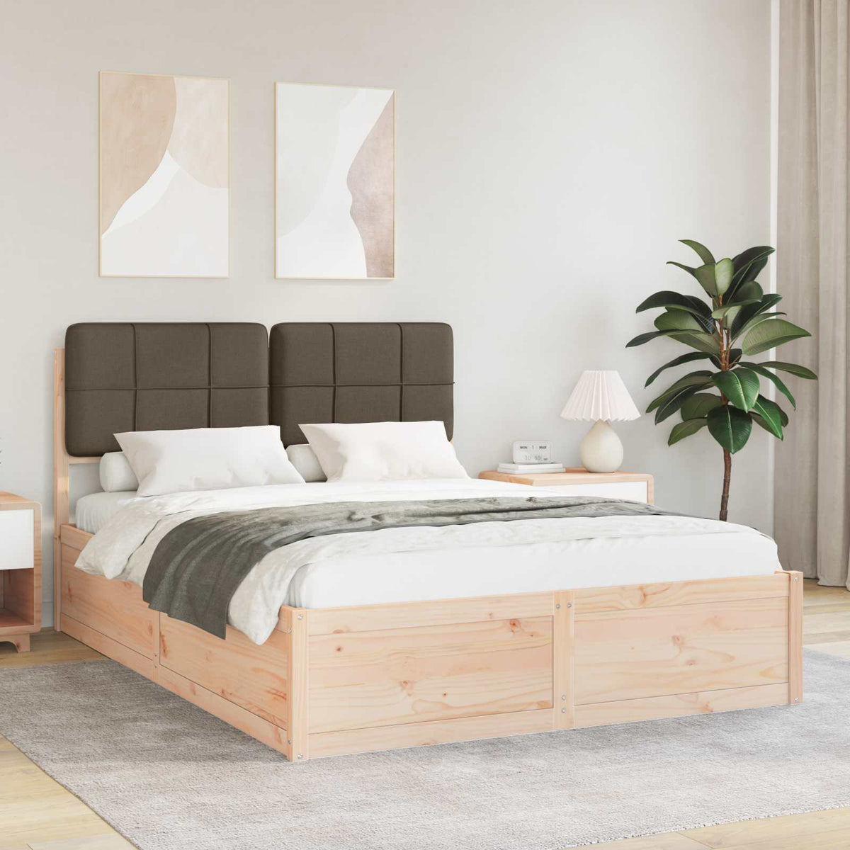 Bedframe met Gevoerd Hoofdgedeelte Taupe 140 x 200 cm is nu te koop bij PeponiXL, paradijselijk wonen!