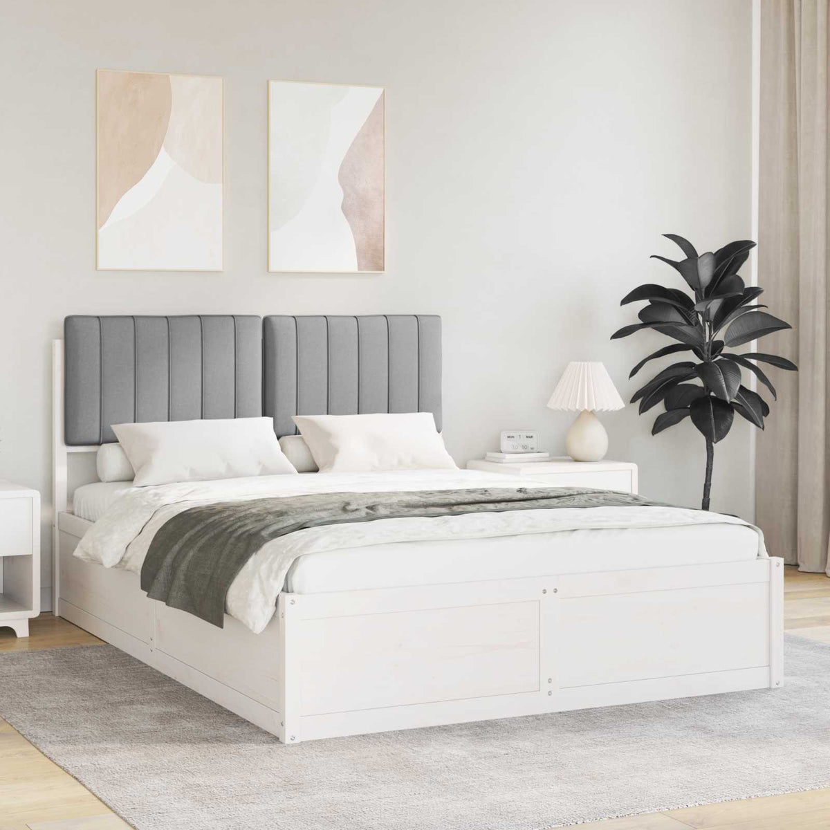 Bedframe met Gevoerd Hoofdgedeelte Lichtgrijs 140 x 190 cm is nu te koop bij PeponiXL, paradijselijk wonen!