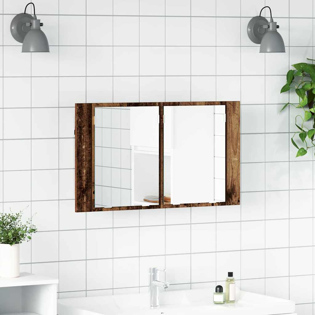 Badkamer spiegelkast Oud Hout 80 x 12 x 45 cm Bewerkt hout is nu te koop bij PeponiXL, paradijselijk wonen!