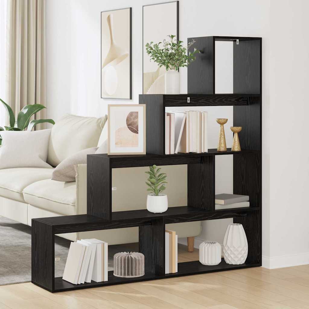 Kamerscherm Boekenkast Zwart Eiken 143,5 x 29 x 143,5 cm is nu te koop bij PeponiXL, paradijselijk wonen!