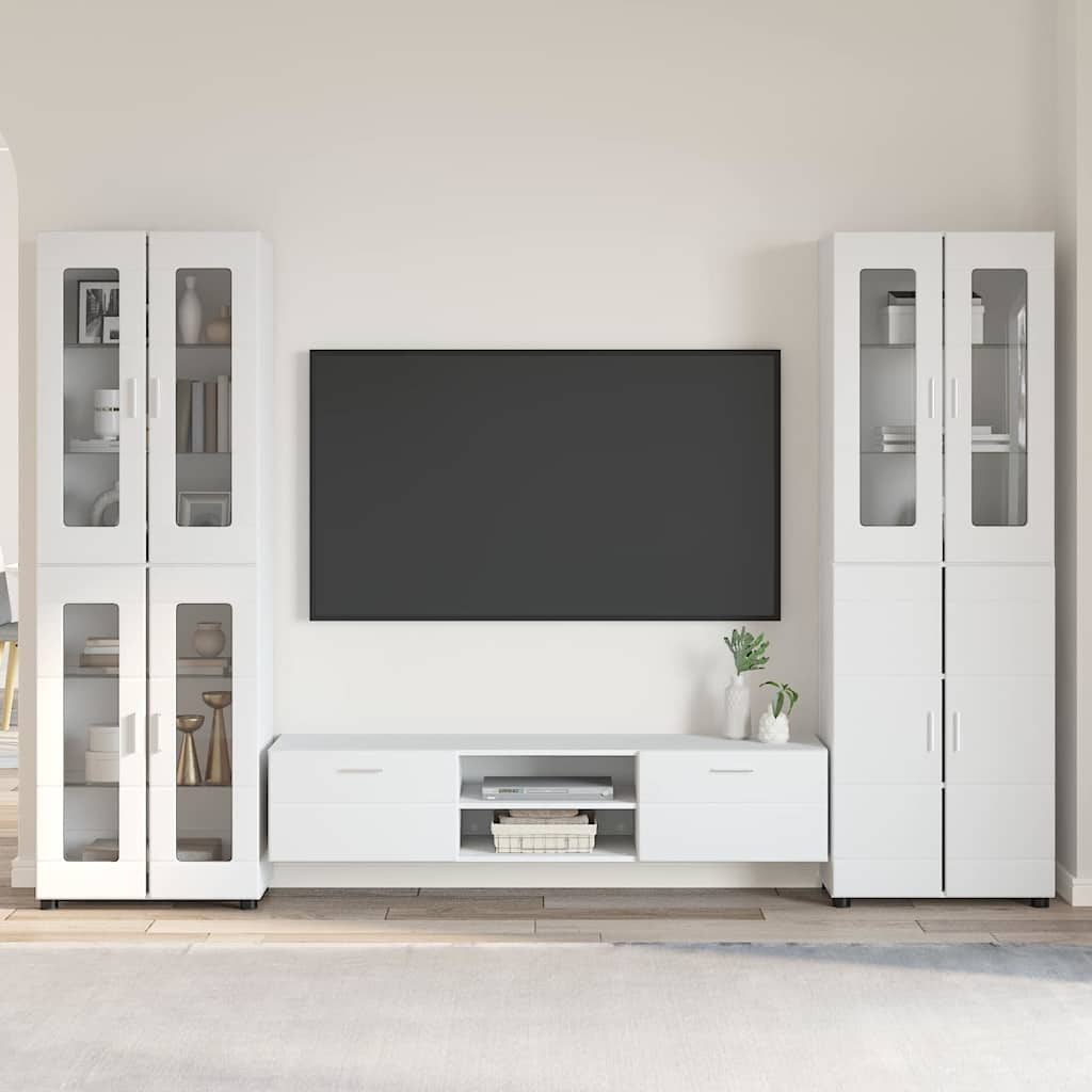 Tv-meubelset met lade met plank FLORIN 3 pcs Wit Bewerkt hout is nu te koop bij PeponiXL, paradijselijk wonen!