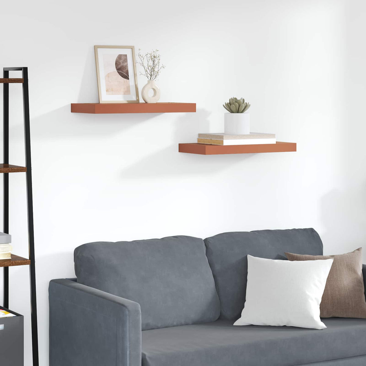 Wandplank Wandgemonteerd 2 pcs Rood 50 x 23 x 4 cm Bewerkt hout is nu te koop bij PeponiXL, paradijselijk wonen!