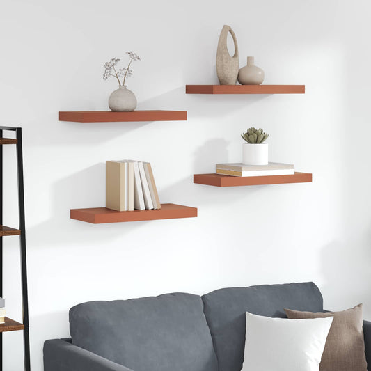 Wandplank Wandgemonteerd 4 pcs Rood 50 x 23 x 4 cm Bewerkt hout is nu te koop bij PeponiXL, paradijselijk wonen!