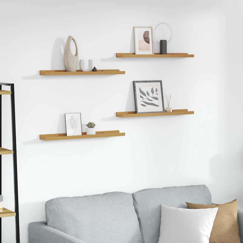 Wandplank met plank 4 pcs Beige 60 x 9 x 3 cm Bewerkt hout is nu te koop bij PeponiXL, paradijselijk wonen!