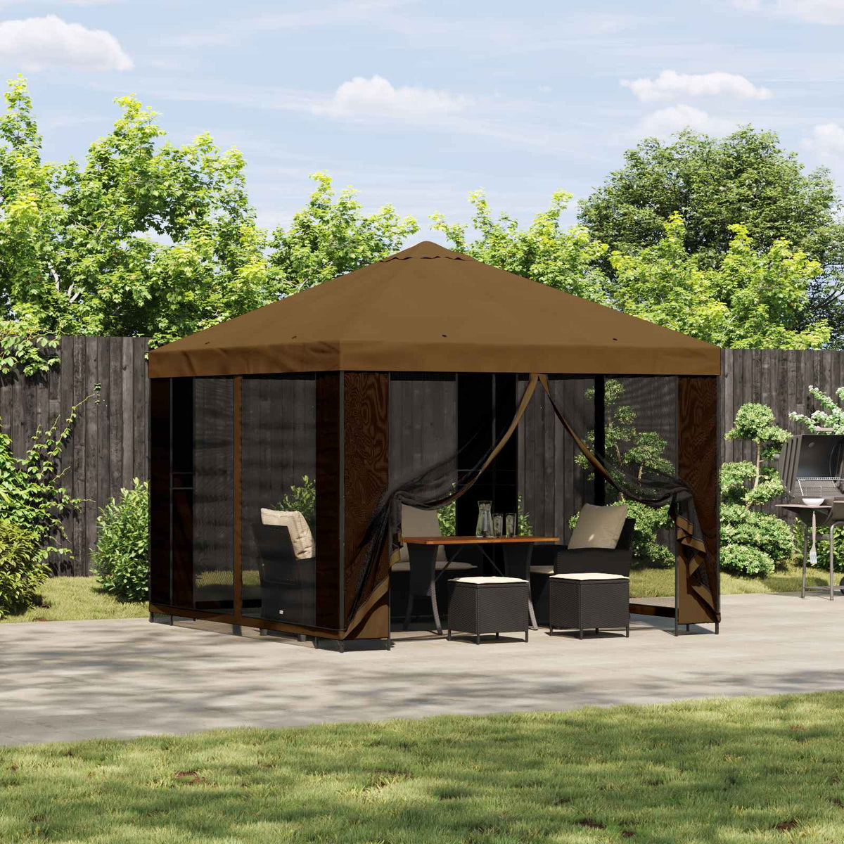Prieel 3 x 3 m Taupe Polyester en staal 190 gsm is nu te koop bij PeponiXL, paradijselijk wonen!