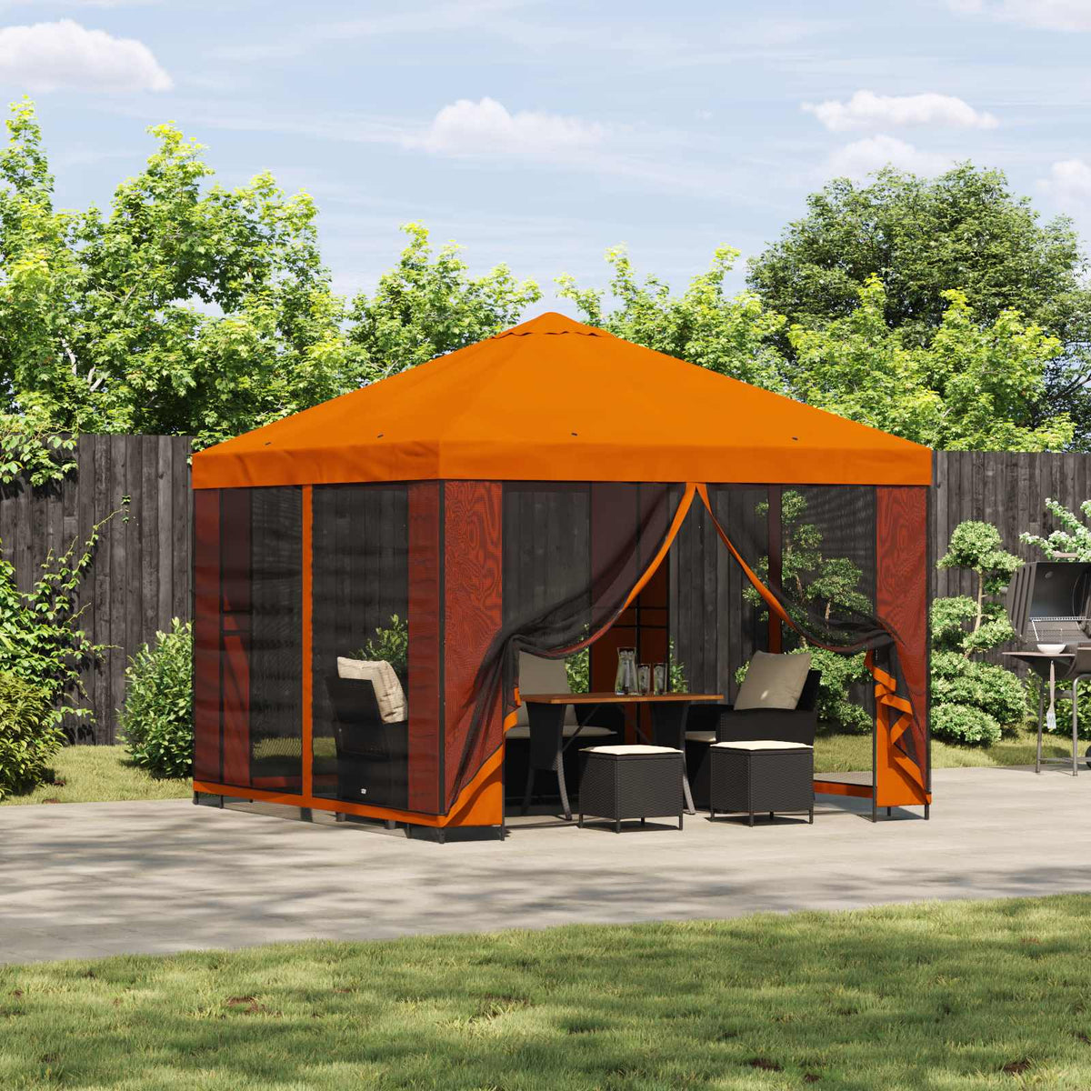 Prieel 3 x 3 m Oranje Polyester en staal 190 gsm is nu te koop bij PeponiXL, paradijselijk wonen!