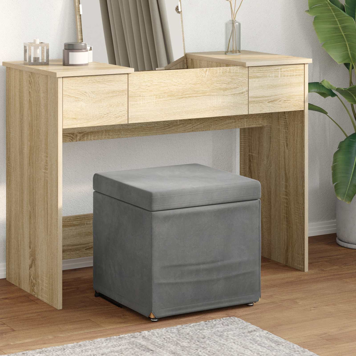 Kruk Donkergrijs 41 x 41 x 40 cm Velvet en Gefabriceerd Hout is nu te koop bij PeponiXL, paradijselijk wonen!