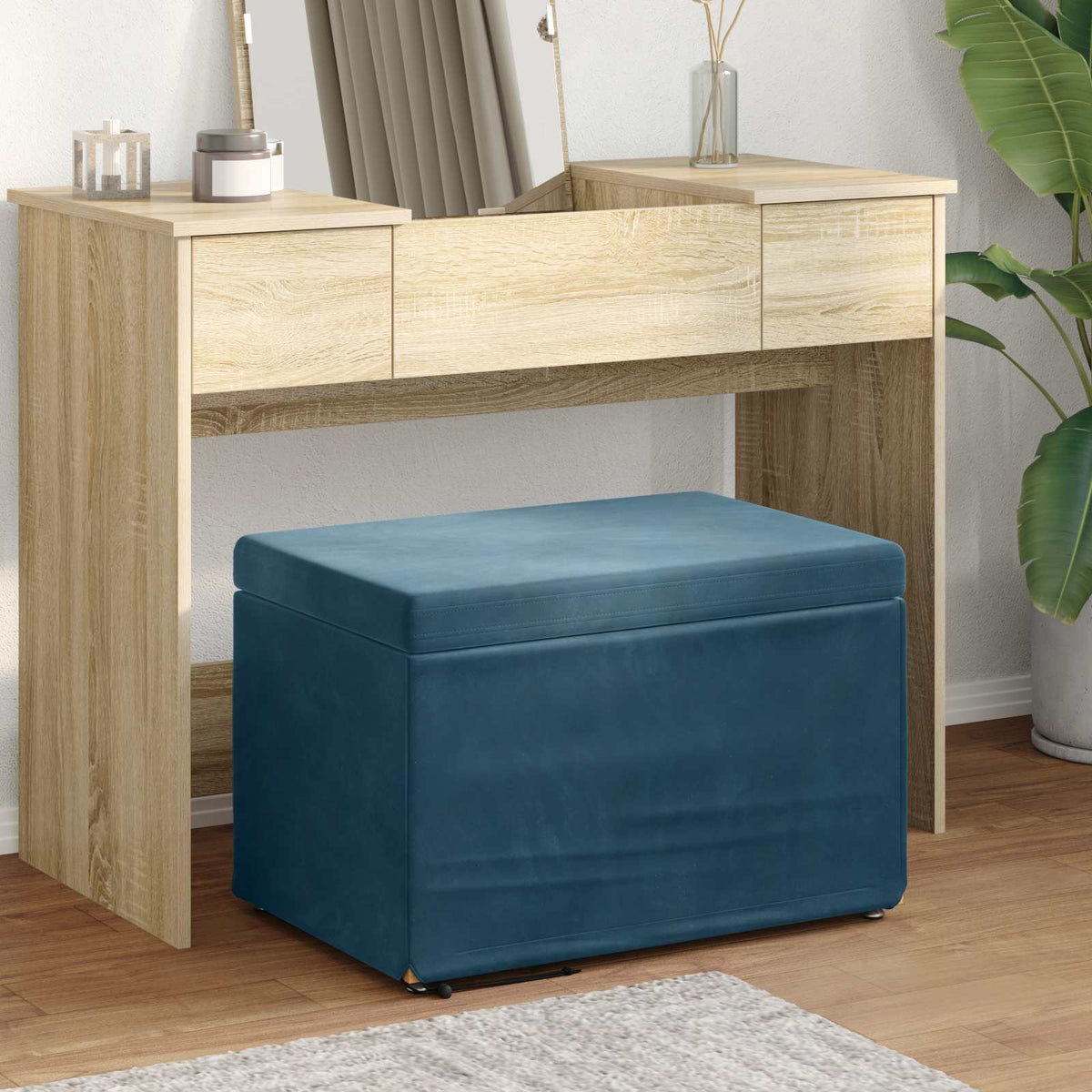 Kruk Blauw 61 x 41 x 40 cm Velvet en Gefabriceerd Hout is nu te koop bij PeponiXL, paradijselijk wonen!