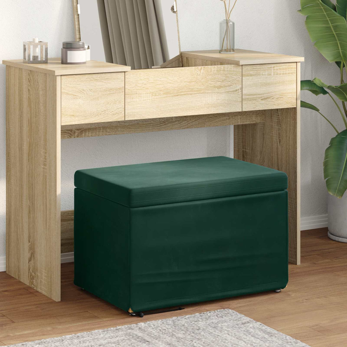 Kruk Donkergroen 61 x 41 x 40 cm Velvet en Gefabriceerd Hout is nu te koop bij PeponiXL, paradijselijk wonen!