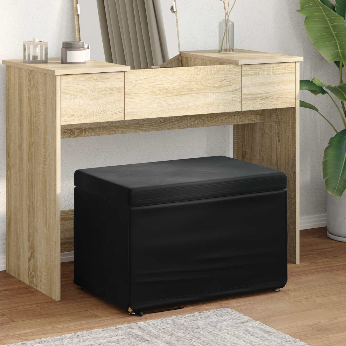 Kruk Zwart 61 x 41 x 40 cm Velvet en Gefabriceerd Hout is nu te koop bij PeponiXL, paradijselijk wonen!