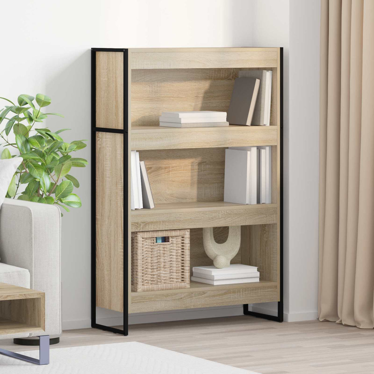 Boekenkast Sonoma 80 x 30 x 121 cm Bewerkt hout is nu te koop bij PeponiXL, paradijselijk wonen!