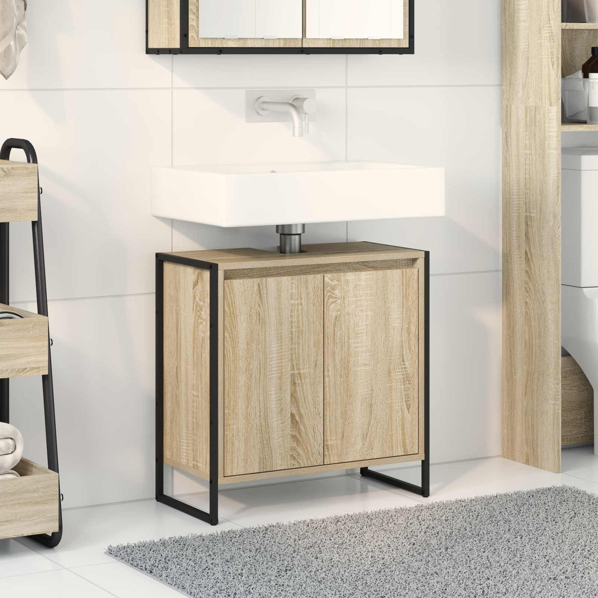 Badkamer Kast met opslag Sonoma 60 x 30 x 60 cm Bewerkt hout is nu te koop bij PeponiXL, paradijselijk wonen!