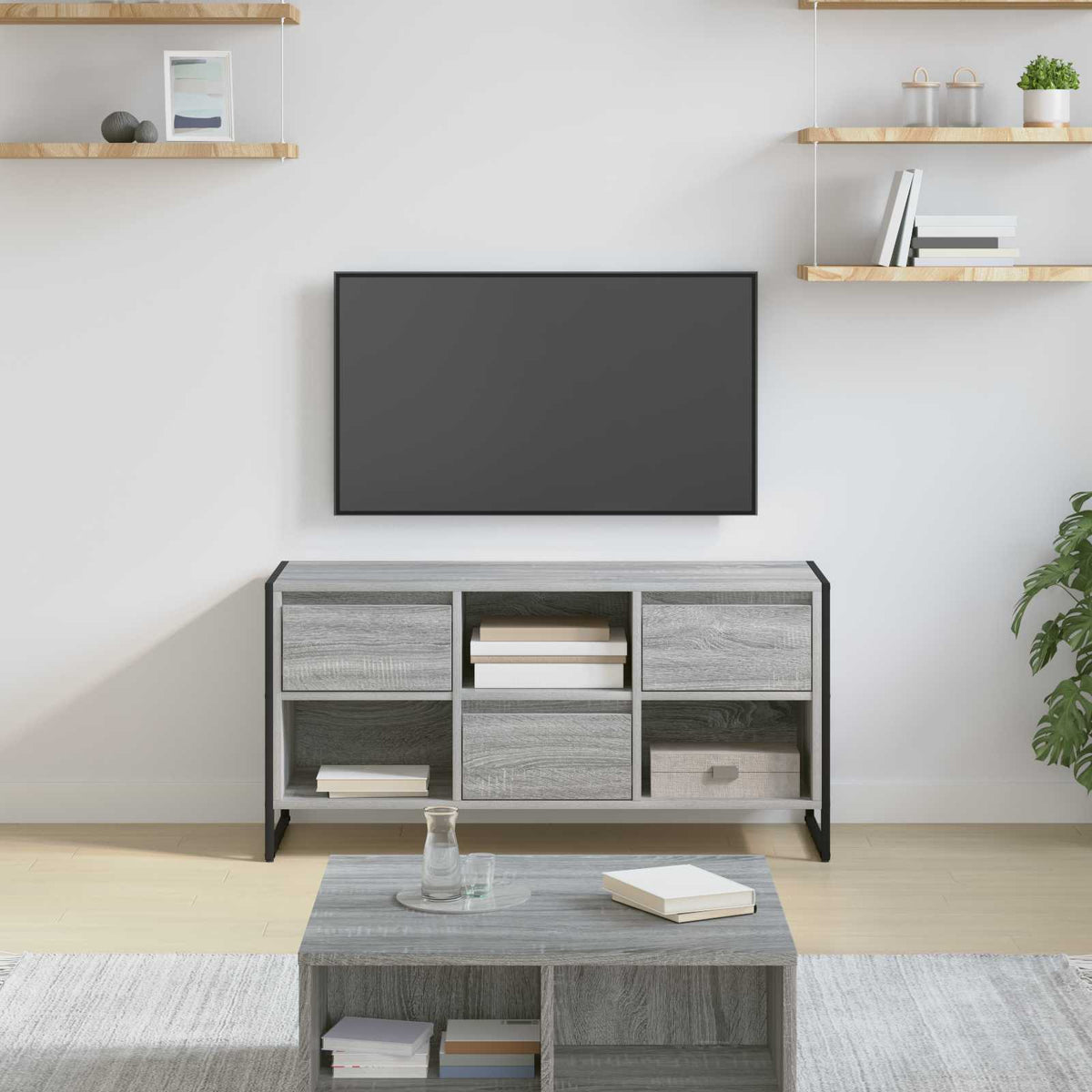 TV-kast met lade Grijs Sonoma 100 x 36 x 49,5 cm Bewerkt hout is nu te koop bij PeponiXL, paradijselijk wonen!