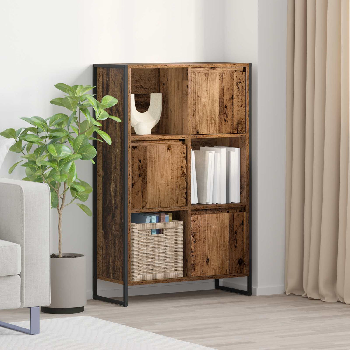 Boekenkast Oud Hout 68 x 30 x 108.5 cm Bewerkt hout is nu te koop bij PeponiXL, paradijselijk wonen!