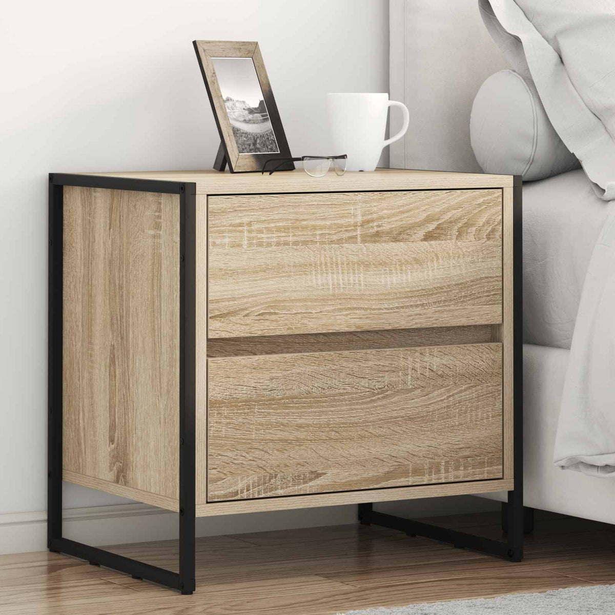 Nachtkastje 2 pcs Sonoma 50 x 39,5 x 50 cm Bewerkt hout is nu te koop bij PeponiXL, paradijselijk wonen!