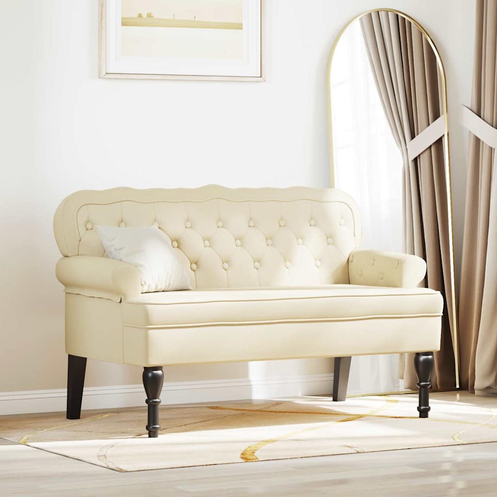 Chesterfield Bank Crème 119,5 x 64,5 x 75 cm Nep Leer is nu te koop bij PeponiXL, paradijselijk wonen!