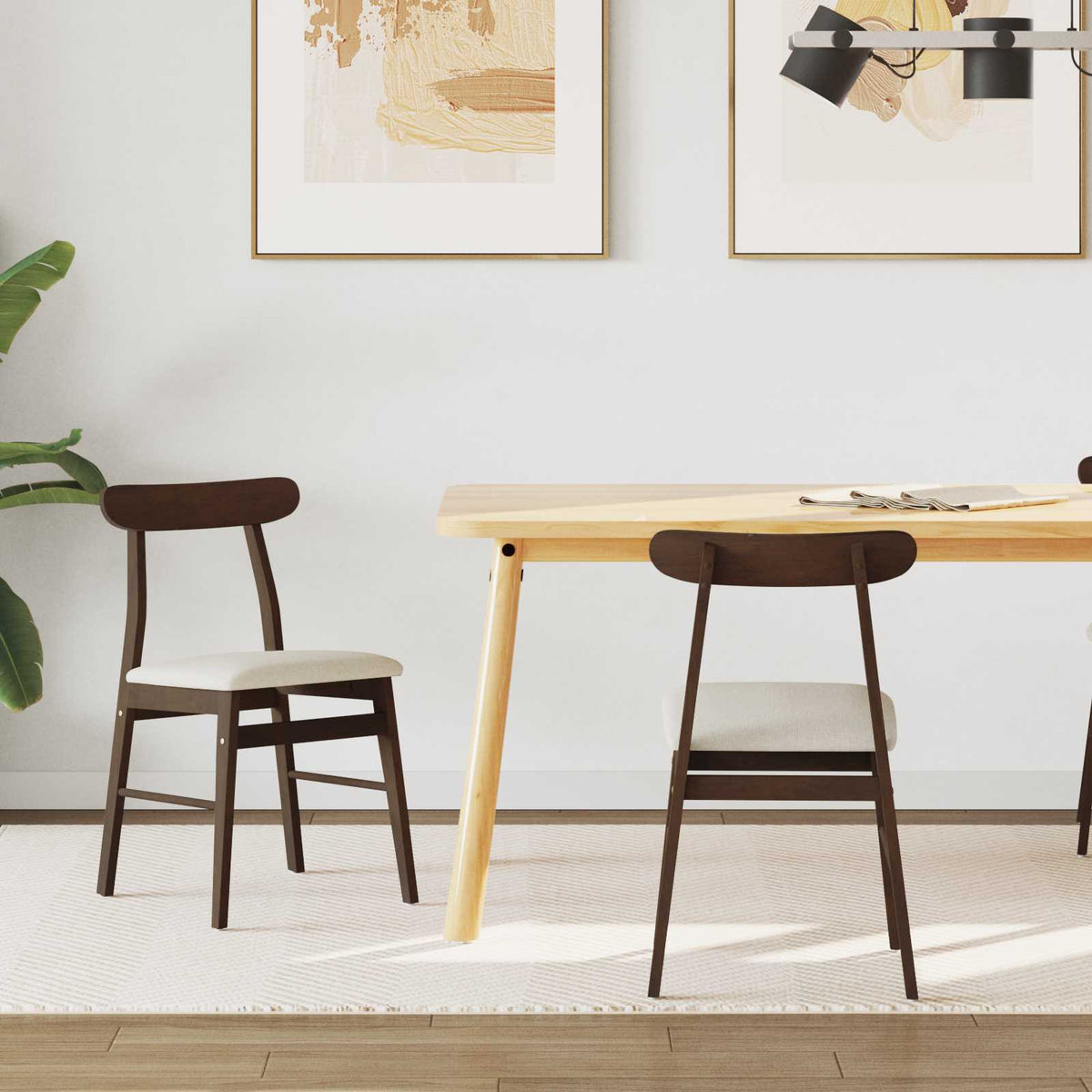Eetkamerstoel 2 pcs Donkerbruin, Wit Massief Rubberhout is nu te koop bij PeponiXL, paradijselijk wonen!