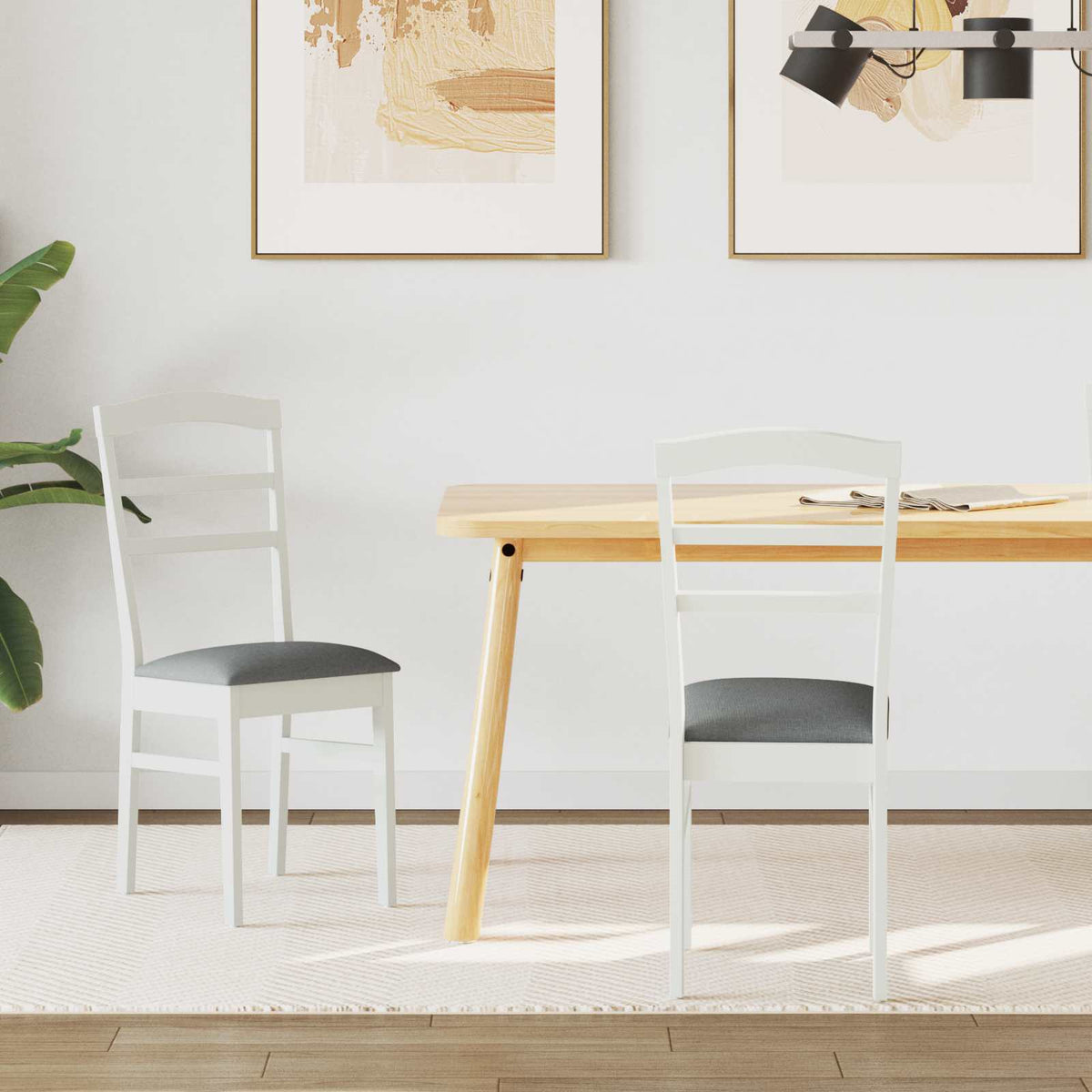Eetkamerstoel 2 pcs Wit en Grijs Massief Rubberhout is nu te koop bij PeponiXL, paradijselijk wonen!