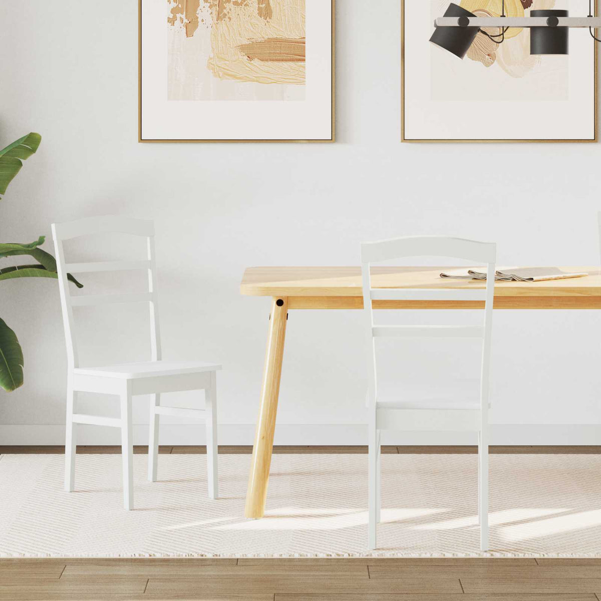 Eetkamerstoel 2 pcs Wit Massief Rubberhout is nu te koop bij PeponiXL, paradijselijk wonen!