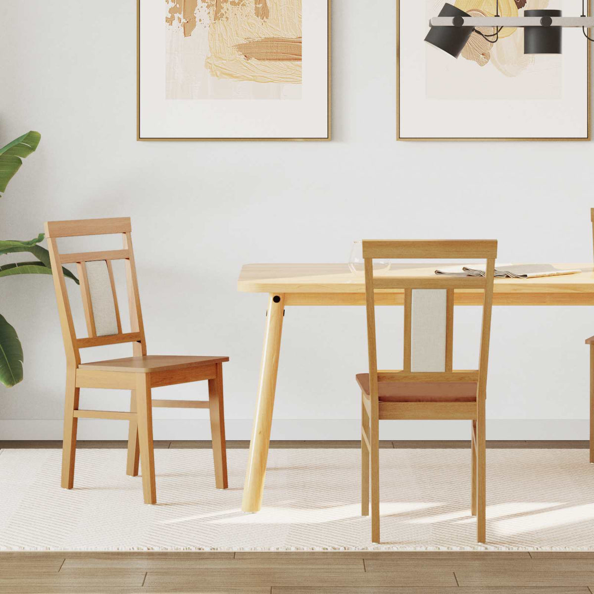 Eetkamerstoel 2 pcs Naturel Massief Rubberhout is nu te koop bij PeponiXL, paradijselijk wonen!