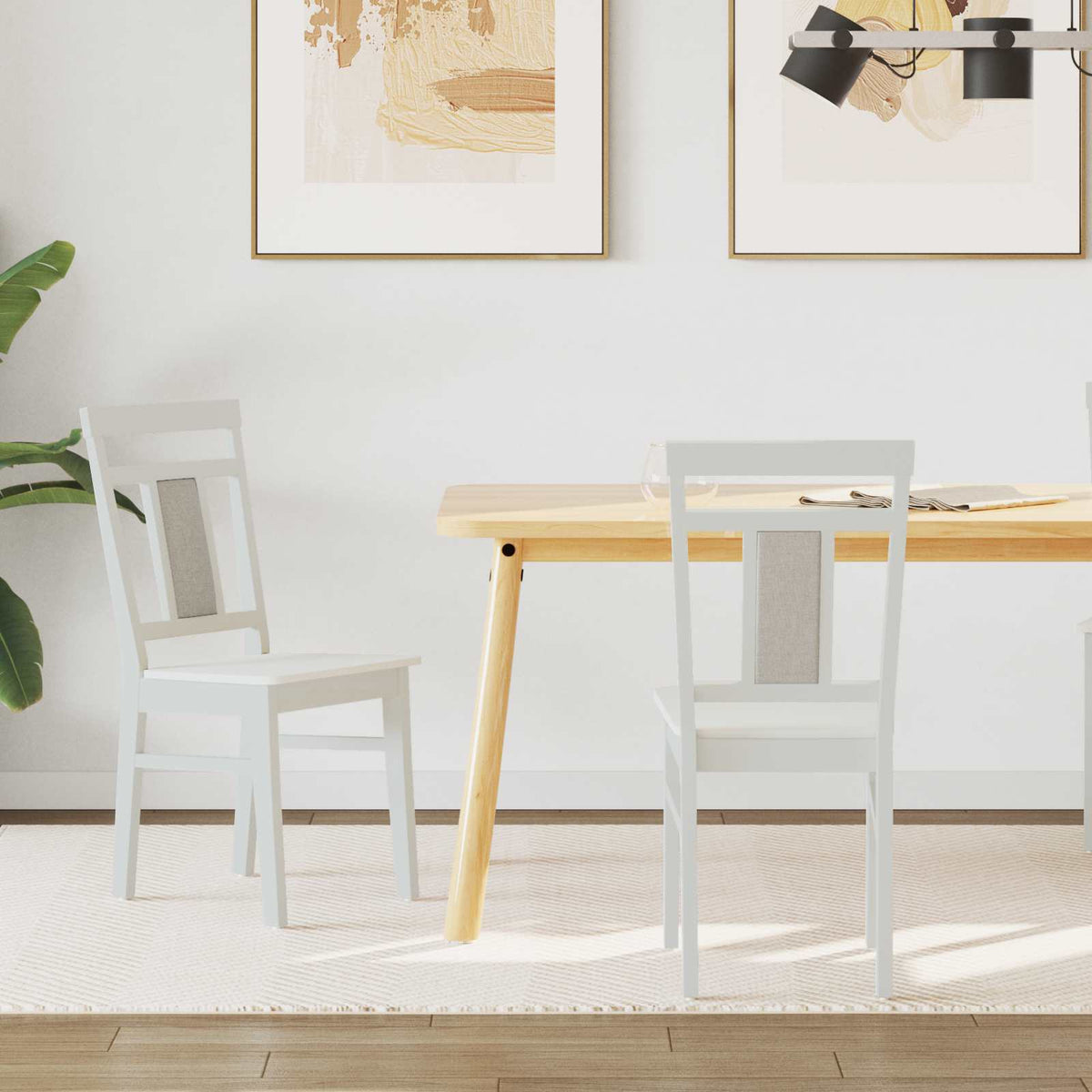 Eetkamerstoel 2 pcs Wit Massief Rubberhout is nu te koop bij PeponiXL, paradijselijk wonen!