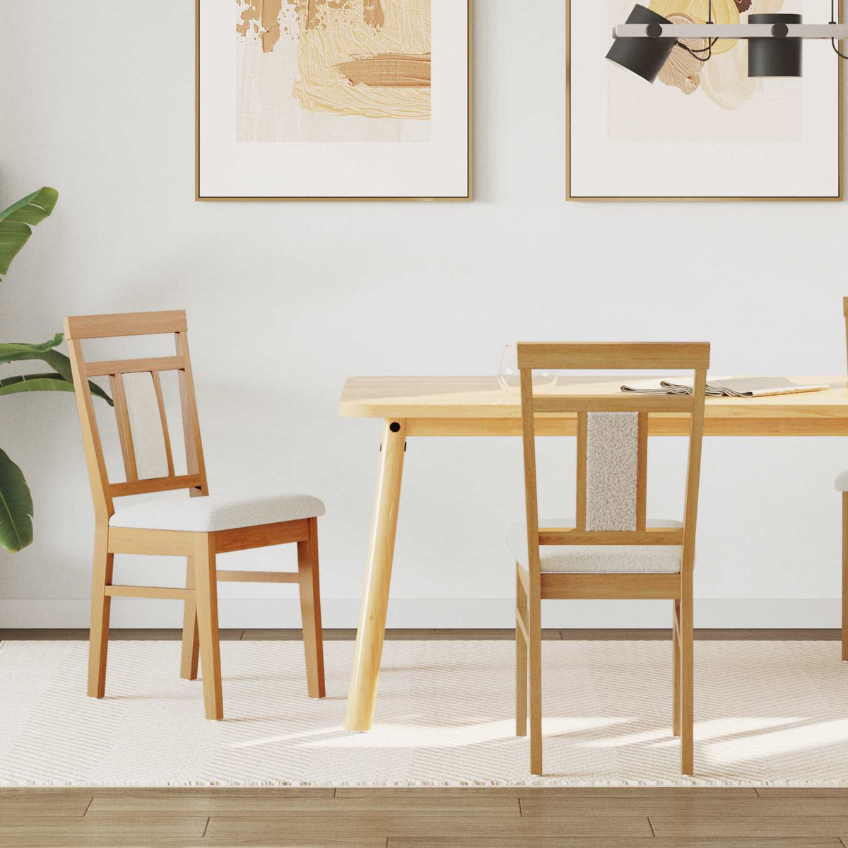 Eetkamerstoel 2 pcs Natuurlijk en Licht Massief Rubberhout is nu te koop bij PeponiXL, paradijselijk wonen!