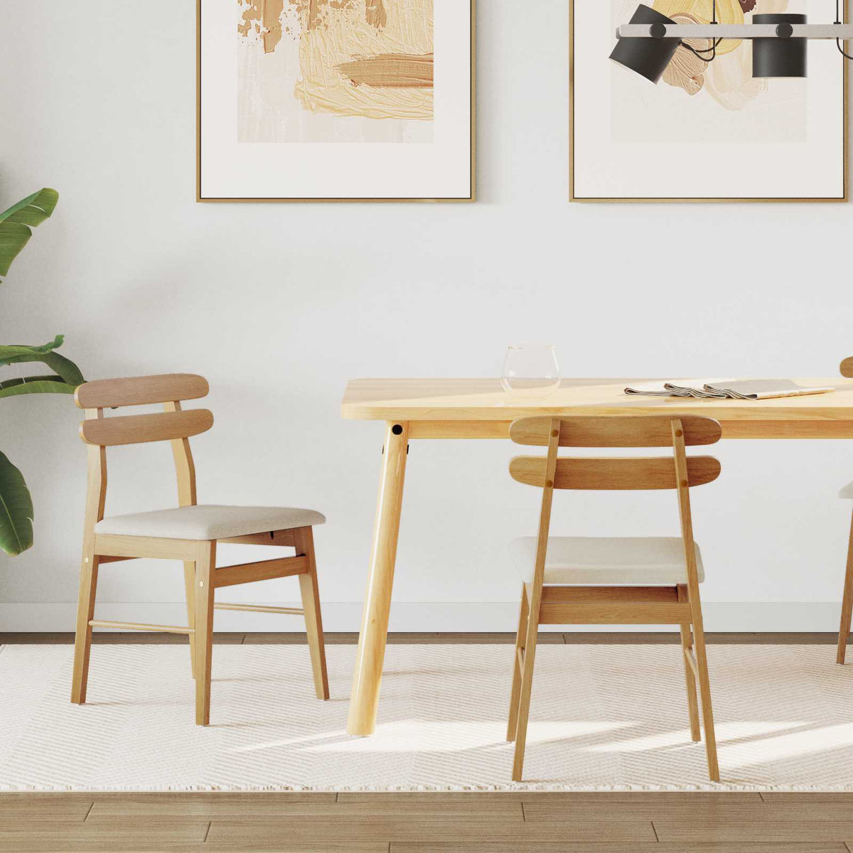 Eetkamerstoel 2 pcs Natuurlijk en Licht Massief Rubberhout is nu te koop bij PeponiXL, paradijselijk wonen!