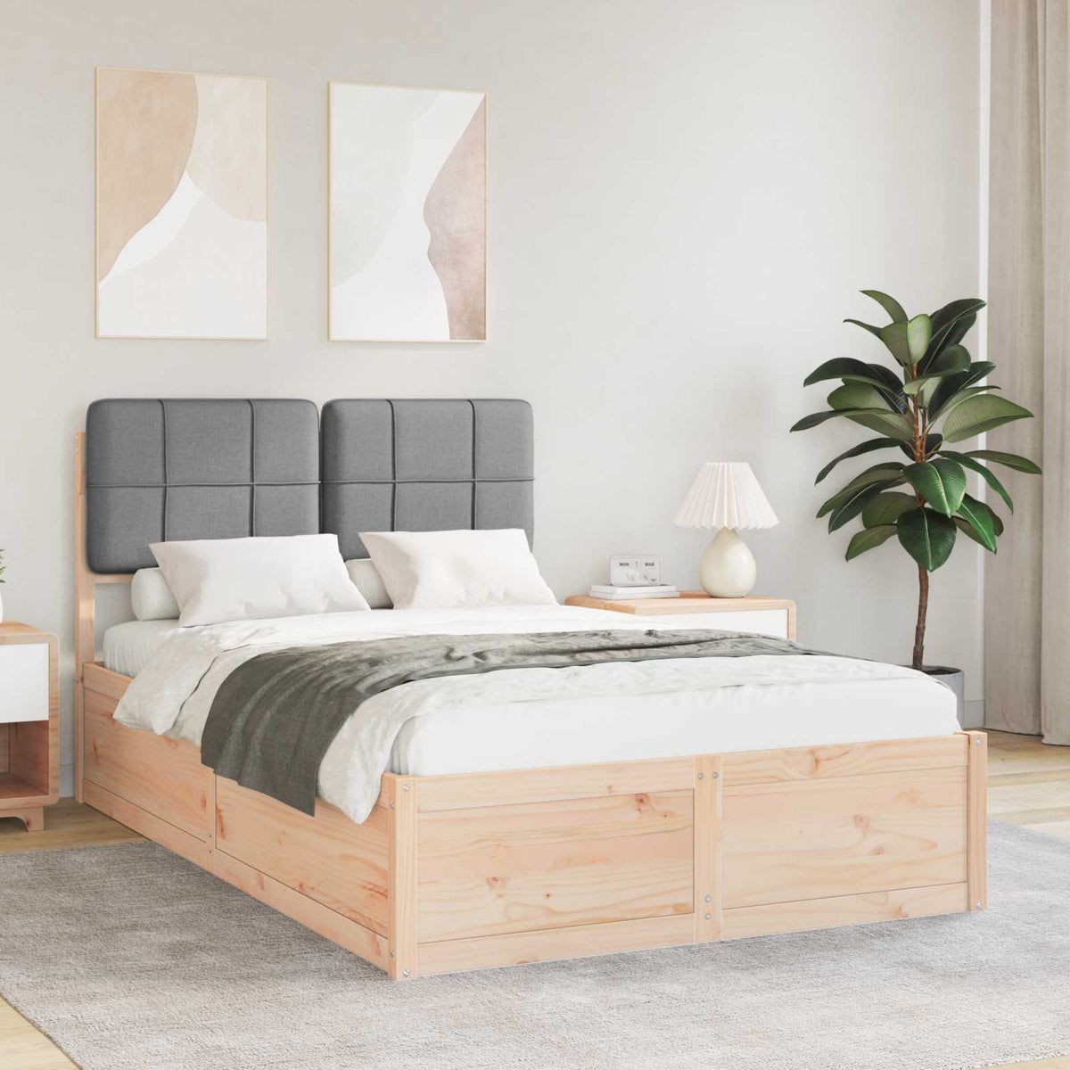 Bedframe met Gevoerd Hoofdgedeelte Lichtgrijs 120 x 200 cm is nu te koop bij PeponiXL, paradijselijk wonen!