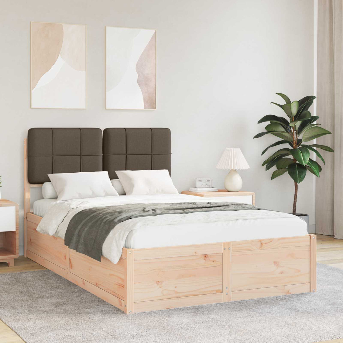 Bedframe met Gevoerd Hoofdgedeelte Taupe 120 x 200 cm is nu te koop bij PeponiXL, paradijselijk wonen!