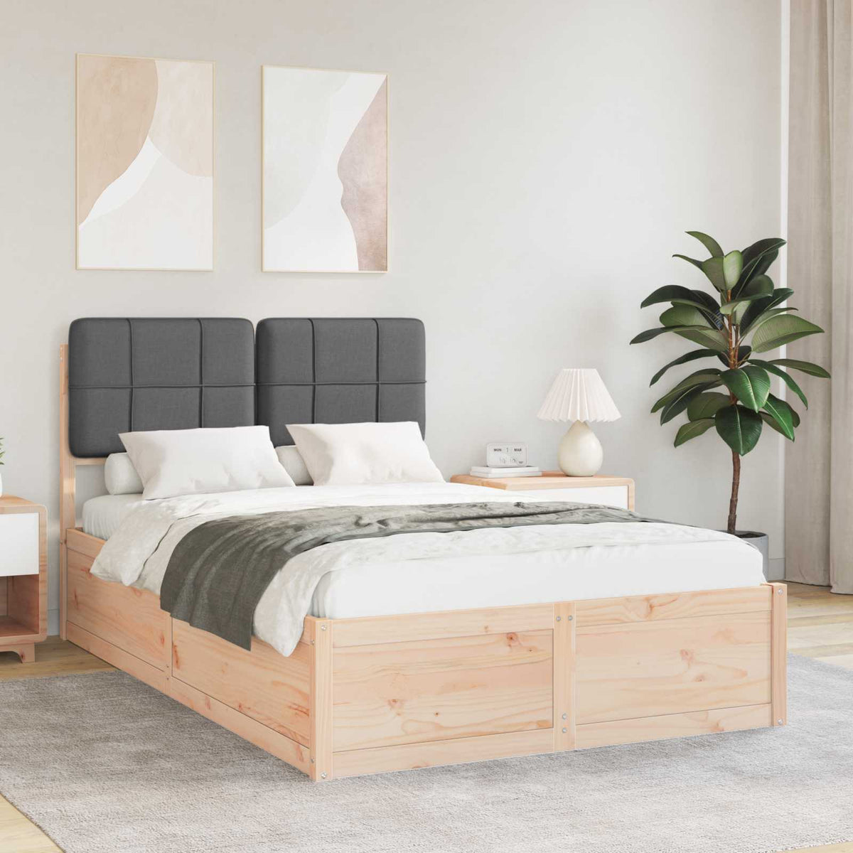 Bedframe met Gevoerd Hoofdgedeelte Donkergrijs 120 x 190 cm is nu te koop bij PeponiXL, paradijselijk wonen!