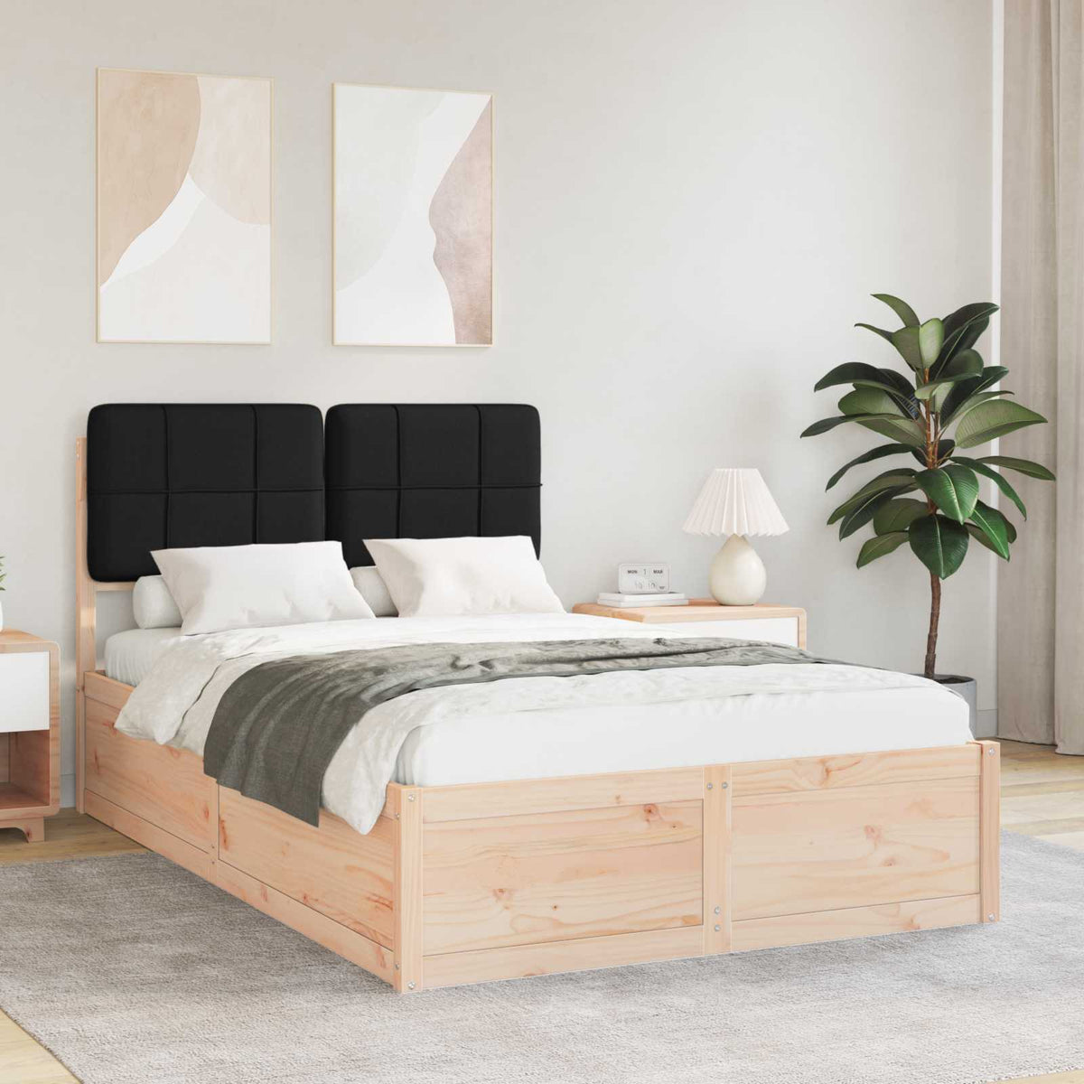 Bedframe met Gevoerd Hoofdgedeelte Zwart 120 x 190 cm is nu te koop bij PeponiXL, paradijselijk wonen!