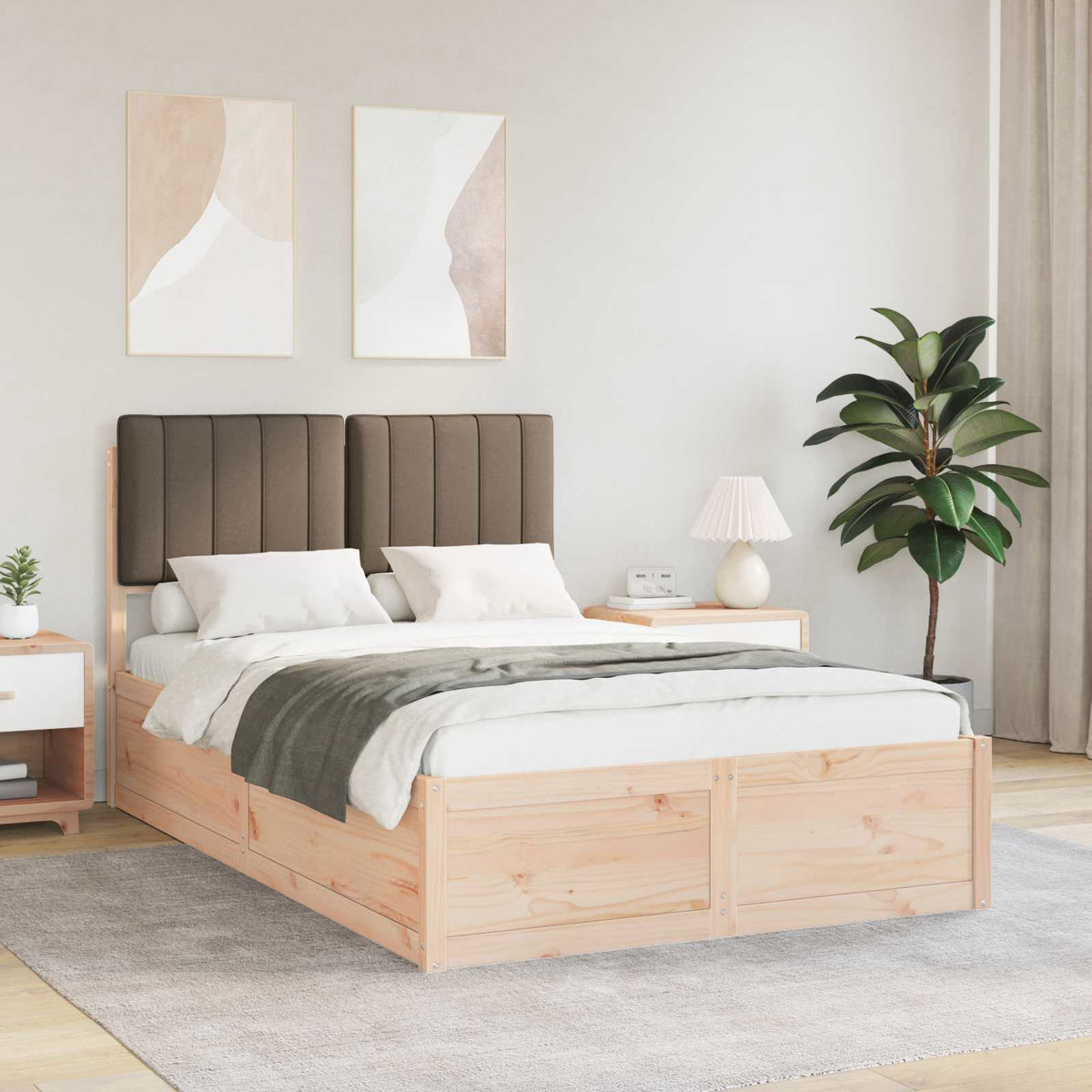 Bedframe met Gevoerd Hoofdgedeelte Taupe 120 x 200 cm is nu te koop bij PeponiXL, paradijselijk wonen!