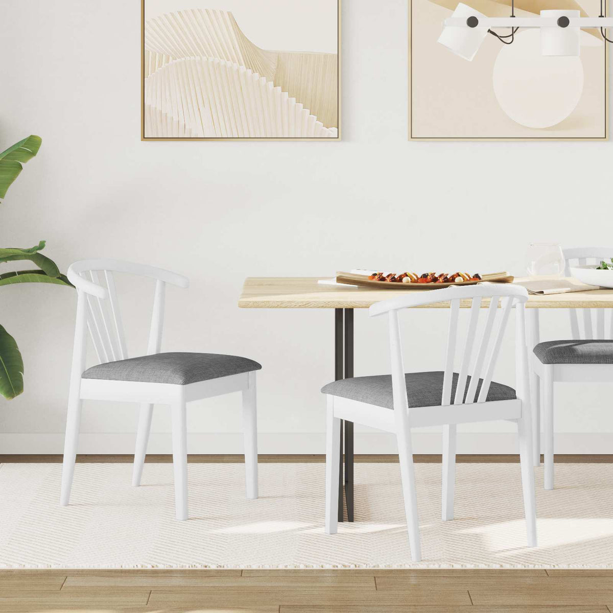 Eetkamerstoel 2 pcs Wit en Grijs Massief Rubberhout is nu te koop bij PeponiXL, paradijselijk wonen!