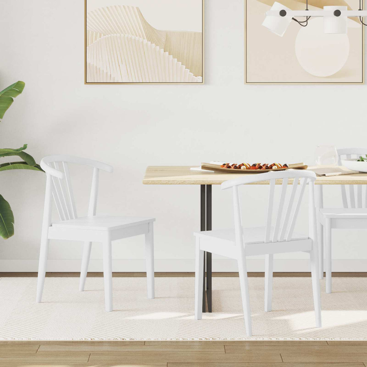 Eetkamerstoel 2 pcs Wit Massief Rubberhout is nu te koop bij PeponiXL, paradijselijk wonen!