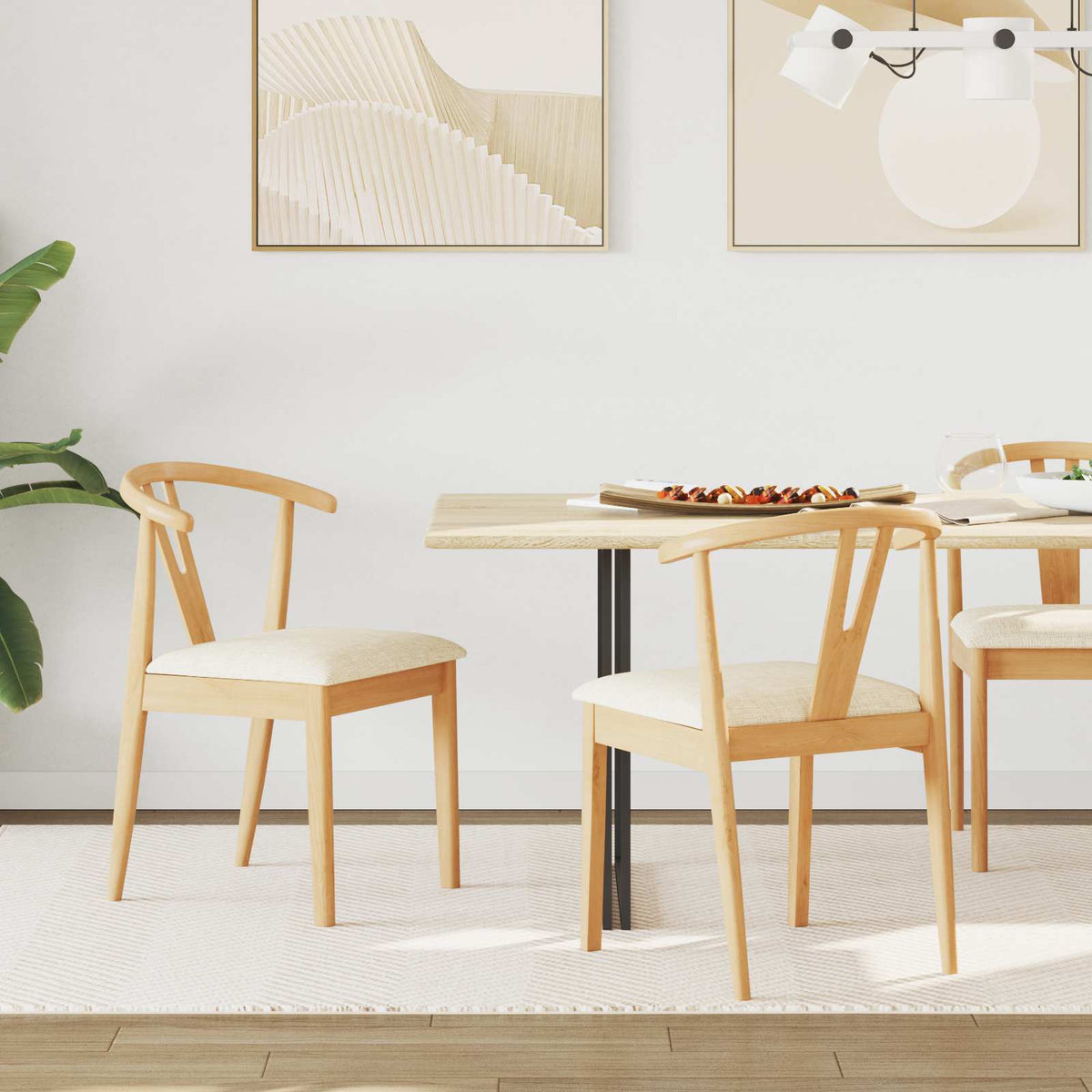 Eetkamerstoel 2 pcs Natuurlijk en Licht Massief Rubberhout is nu te koop bij PeponiXL, paradijselijk wonen!