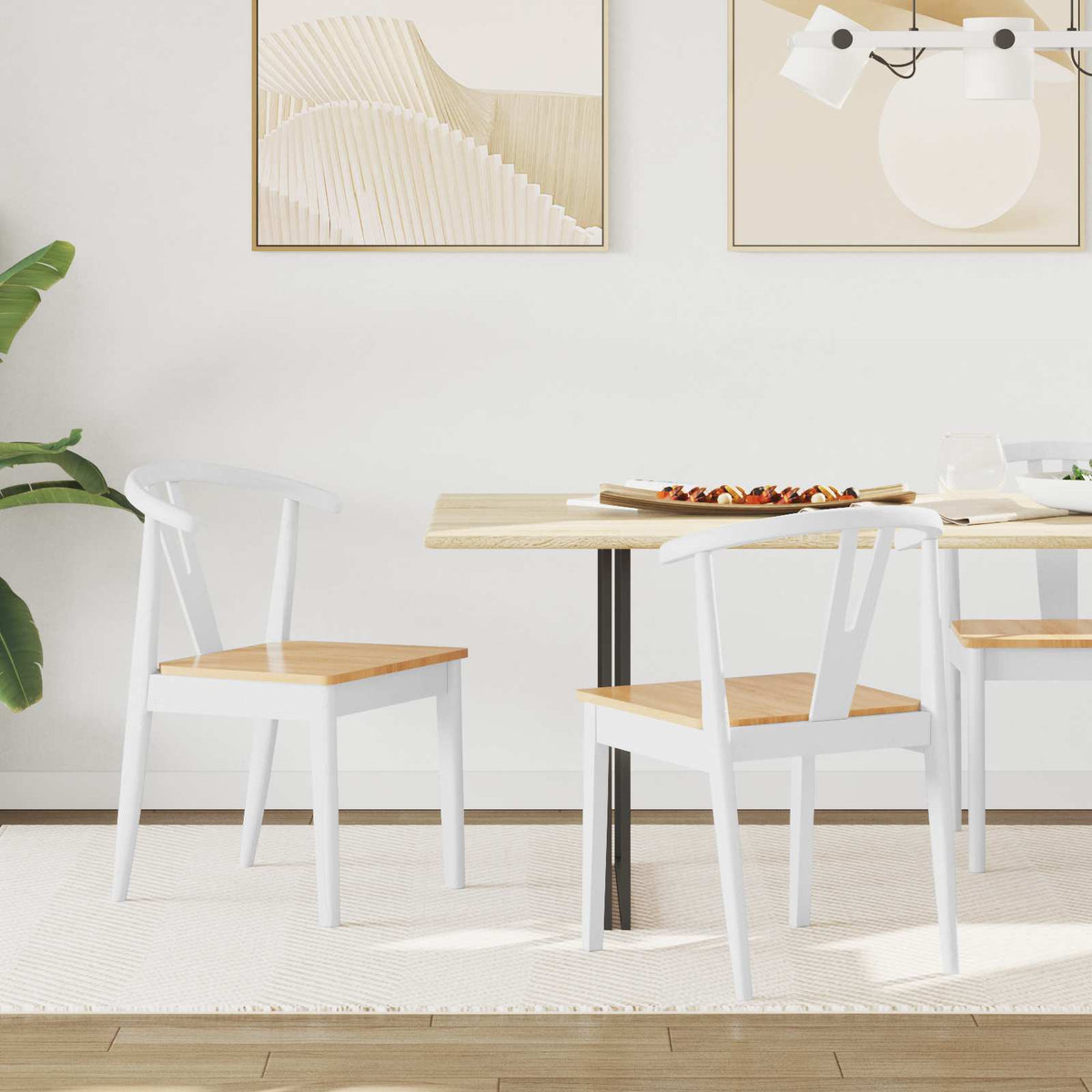 Eetkamerstoel 2 pcs Wit en Natuurlijk Massief Rubberhout is nu te koop bij PeponiXL, paradijselijk wonen!