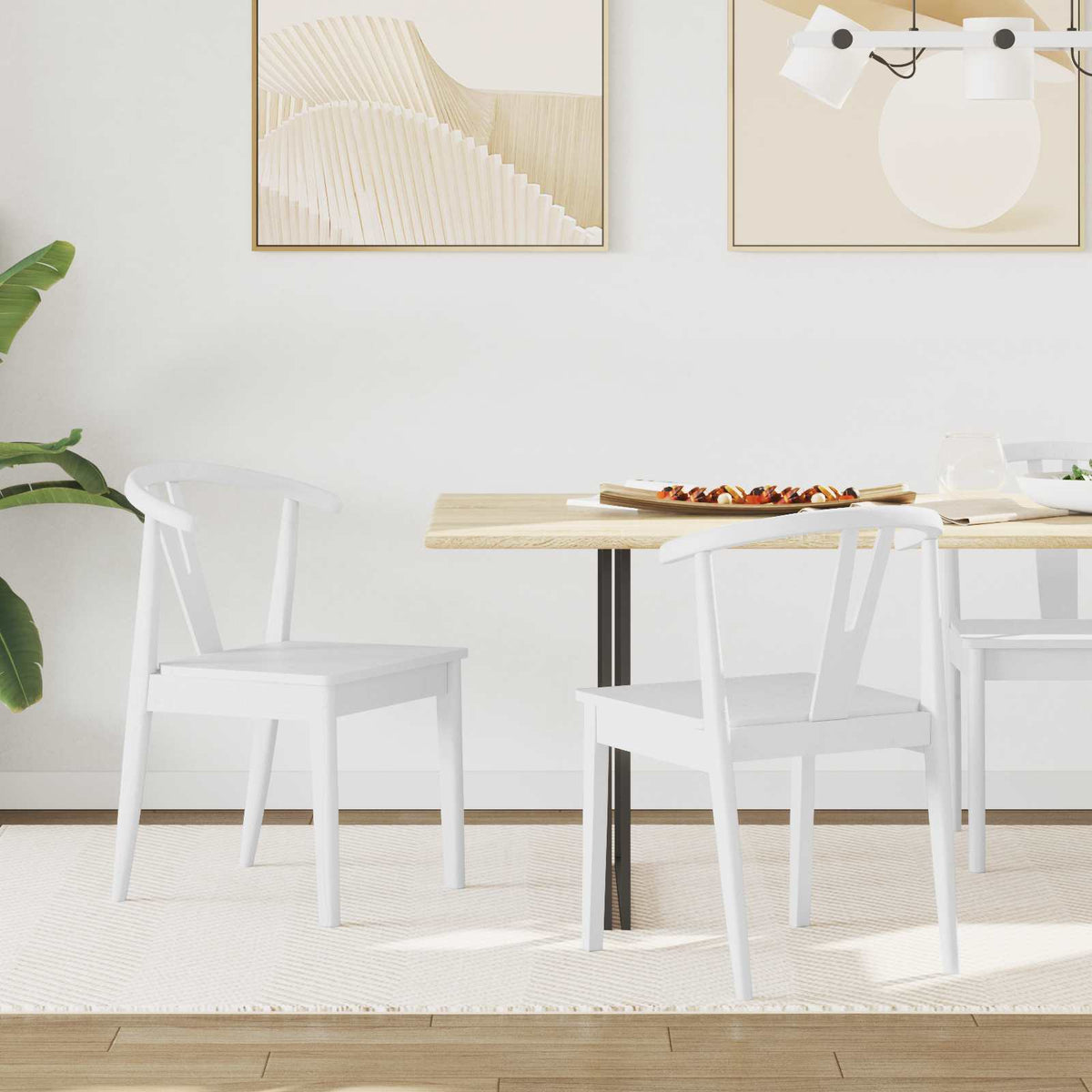 Eetkamerstoel 2 pcs Wit en Wit Massief Rubberhout is nu te koop bij PeponiXL, paradijselijk wonen!