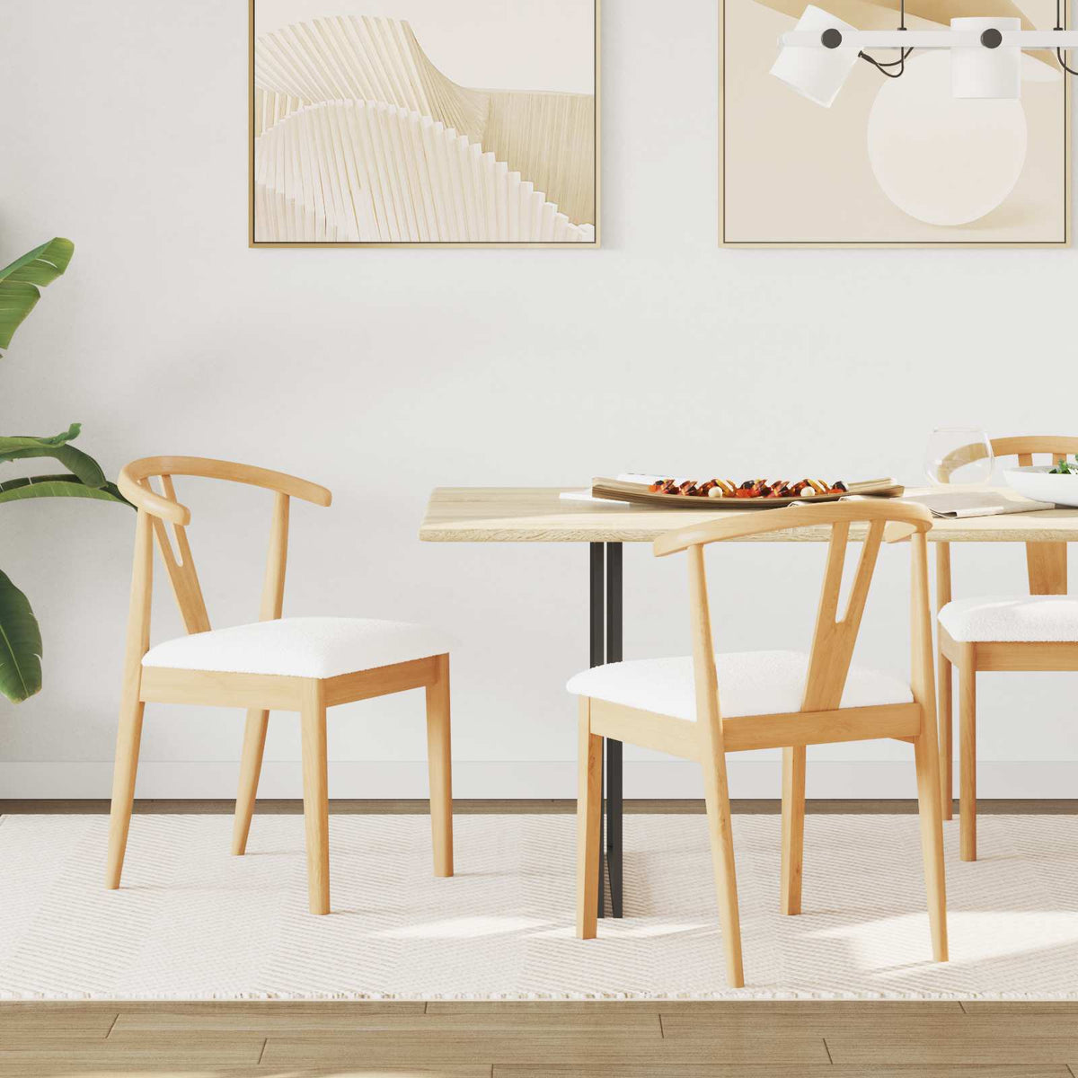 Eetkamerstoel 2 pcs Natuurlijk en Licht Massief Rubberhout is nu te koop bij PeponiXL, paradijselijk wonen!