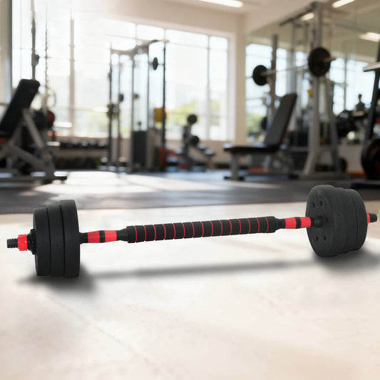 2-in-1 Halter-Barbell Set 20 kg Zwart en Rood is nu te koop bij PeponiXL, paradijselijk wonen!