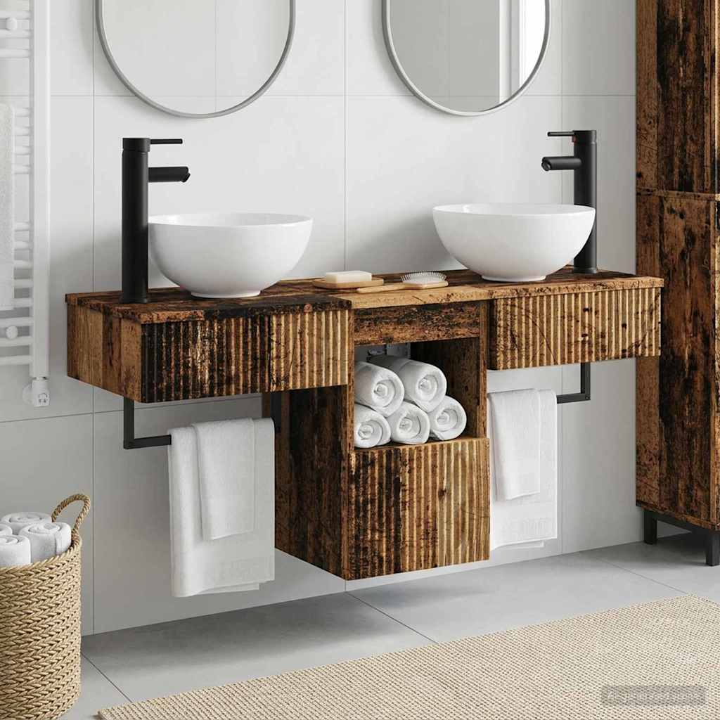 Badkamermeubelset 3 st Oud hout Bewerkt hout is nu te koop bij PeponiXL, paradijselijk wonen!