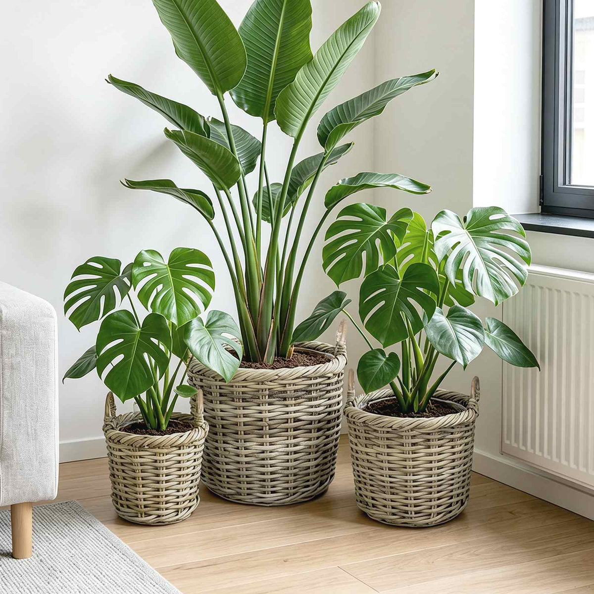Plantenmand met opslag GENDT 3 st Natuurlijk grijs Kubu Rattan is nu te koop bij PeponiXL, paradijselijk wonen!