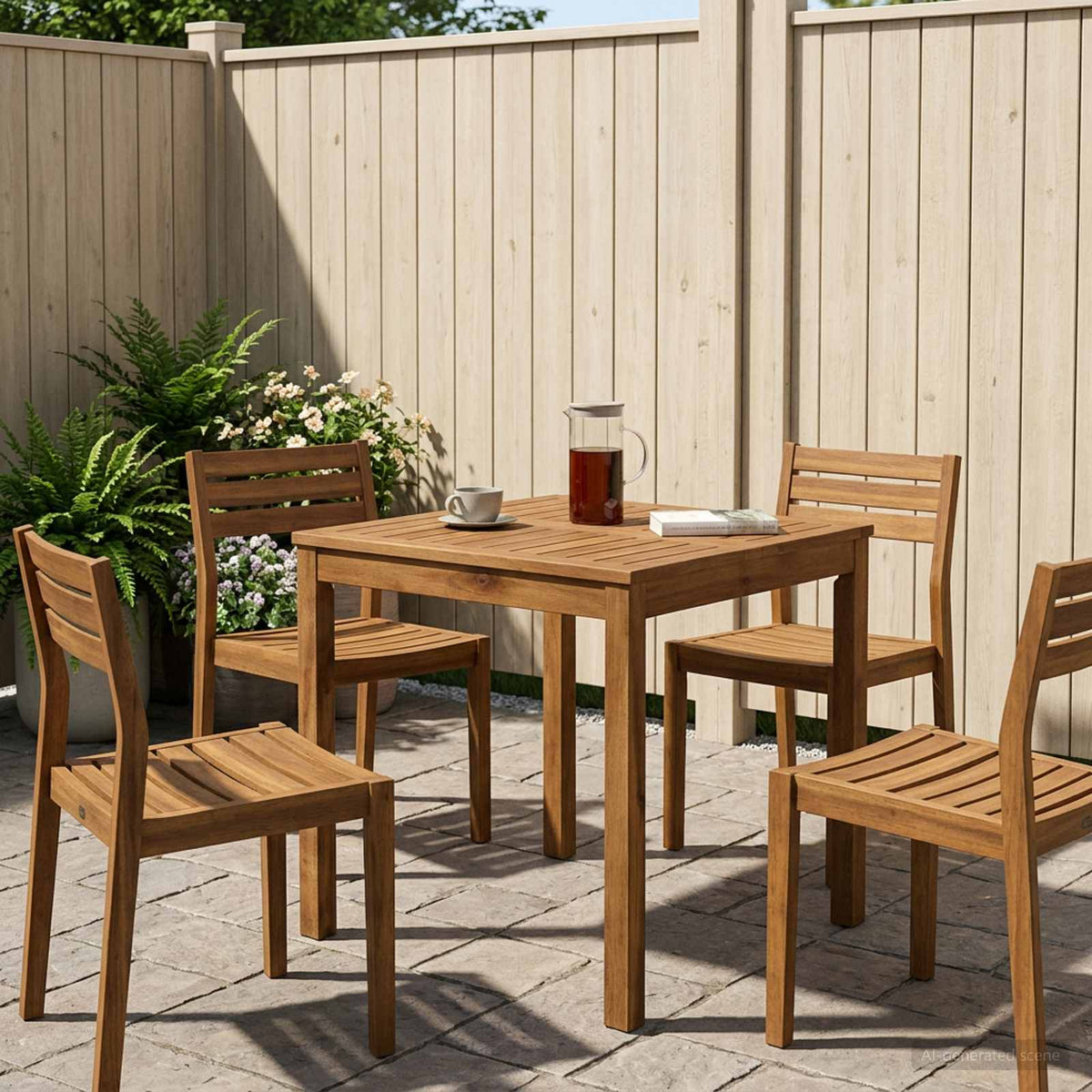 Tuindiner tafel Naturel 60 x 60,5 x 75 cm Massief Acaciahout is nu te koop bij PeponiXL, paradijselijk wonen!