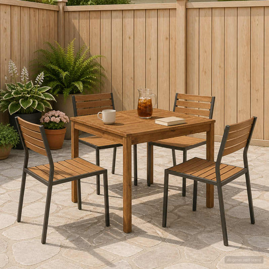 Tuindiner tafel Naturel 80 x 80,5 x 75 cm Massief Acaciahout is nu te koop bij PeponiXL, paradijselijk wonen!
