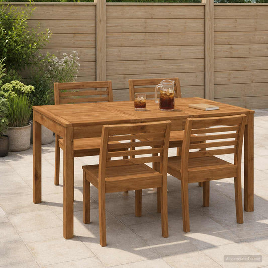 Tuindiner tafel Naturel 141 x 80,5 x 75 cm Massief Acaciahout is nu te koop bij PeponiXL, paradijselijk wonen!